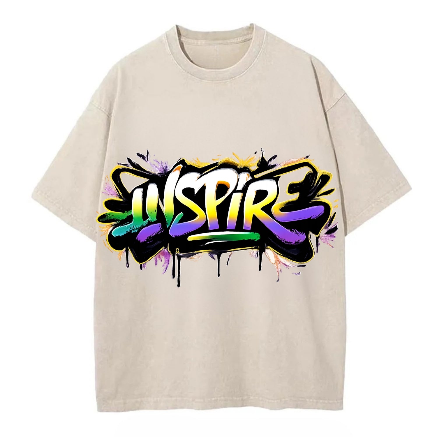 Bold typography design - "INSPIRE" - motivating others, being the spark - Vintage T-shirt - Off White