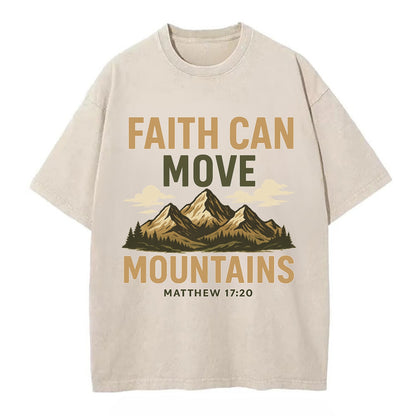 Matthew 17:20 Mountains - Vintage T-shirt - Off White