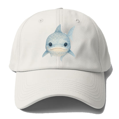 Baby Whale Shark - spotted blue-gray, wide mouth closed, tiny eyes, - Baseball Cap For Big Heads - Off White