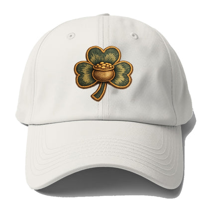 ST PATRICKS CLOVER - lucky clover with gold in green and gold , Irish - Baseball Cap For Big Heads - Off White