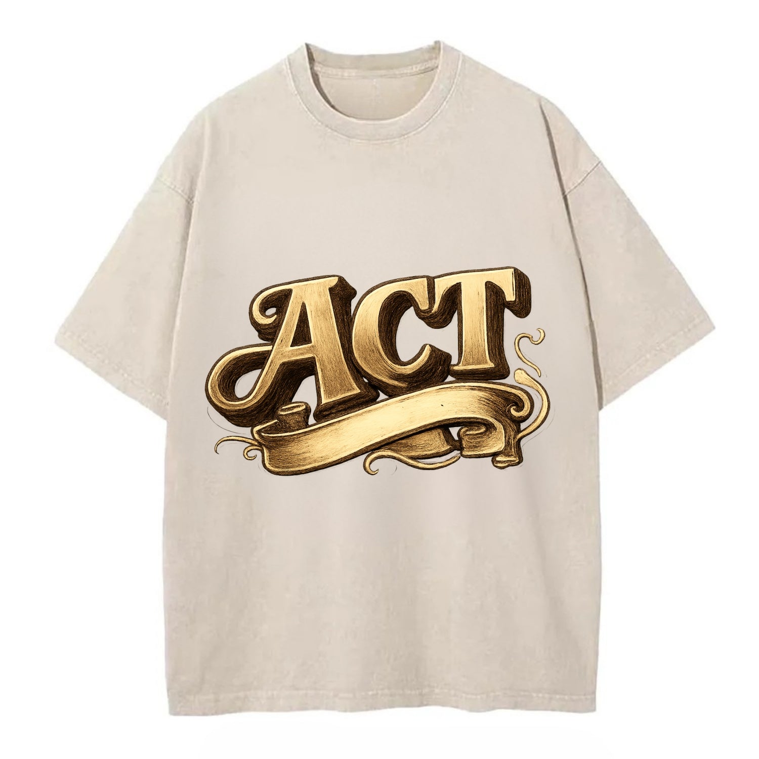 Bold typography design - "ACT" - take action, do something - Vintage T-shirt - Off White