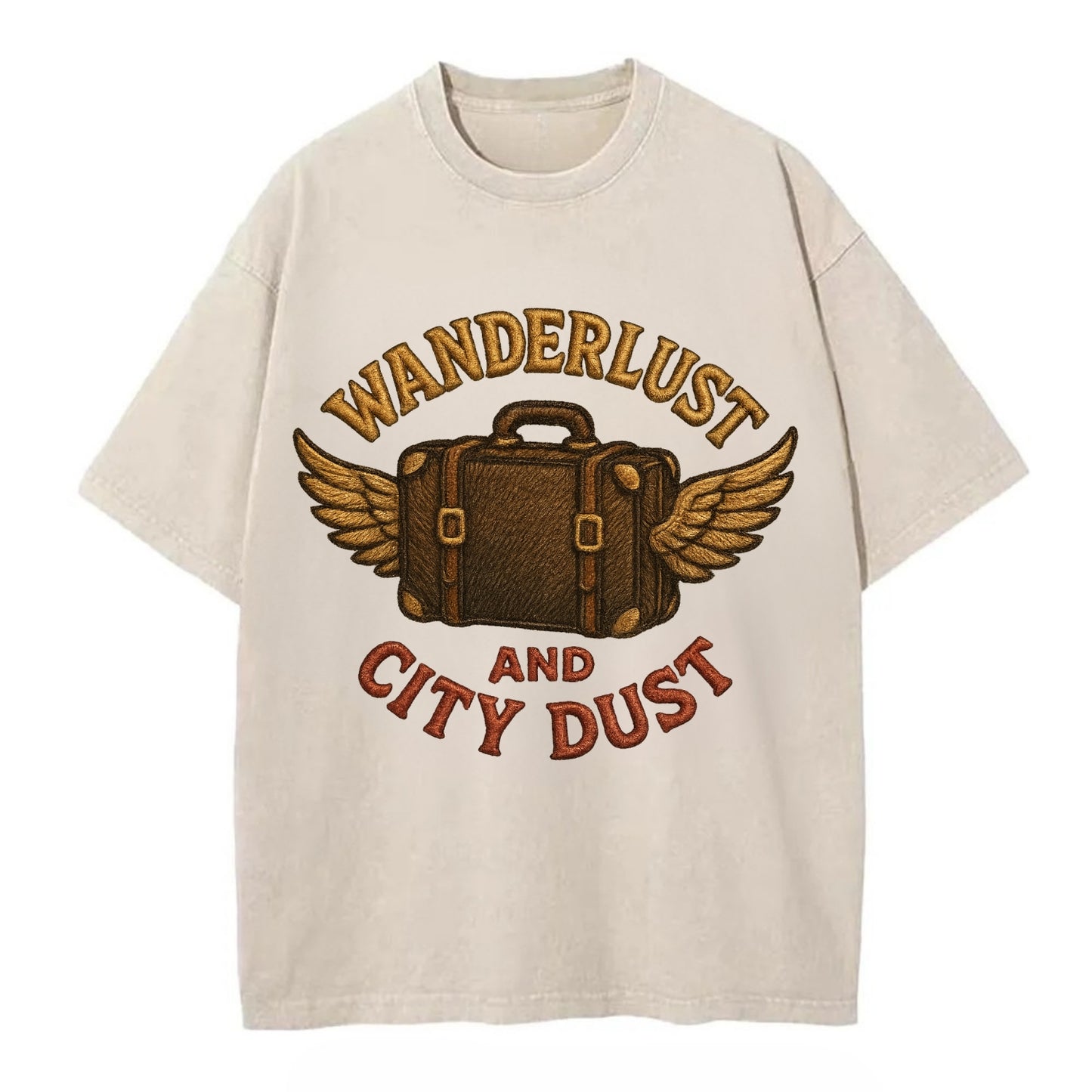 Wanderlust And City Dust  - Vintage T-shirt - Off White