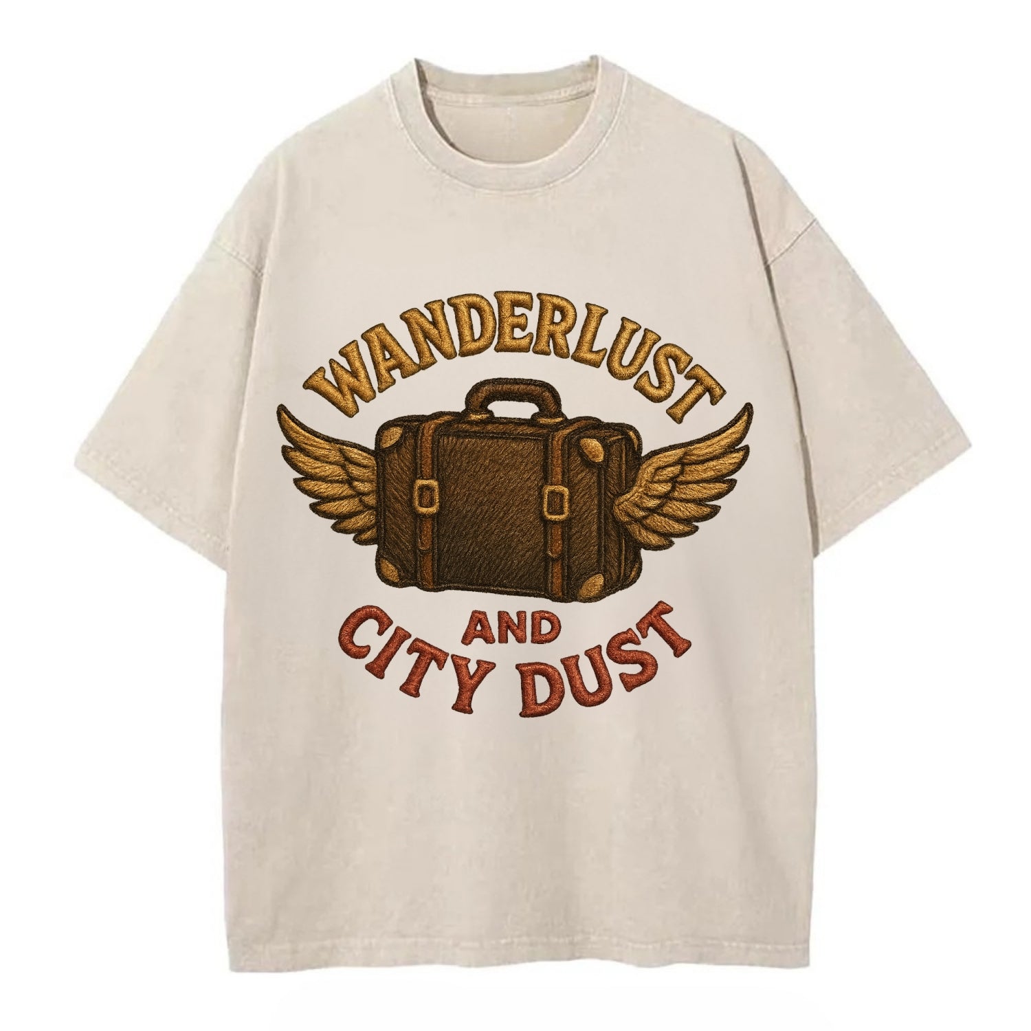 Wanderlust And City Dust  - Vintage T-shirt - Off White