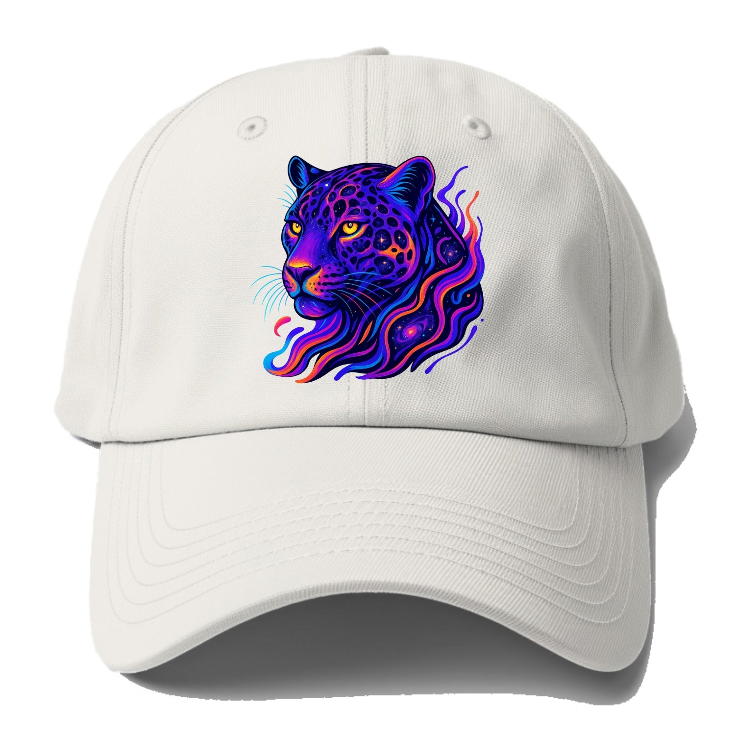 Powerful jaguar with rosettes containing miniature galaxies, cosmic - Baseball Cap For Big Heads - Off White