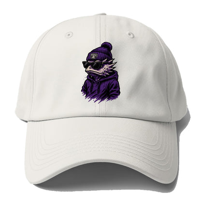 Fort Worth Horned Frog wearing TCU beanie with frog patch - Baseball Cap For Big Heads - Off White