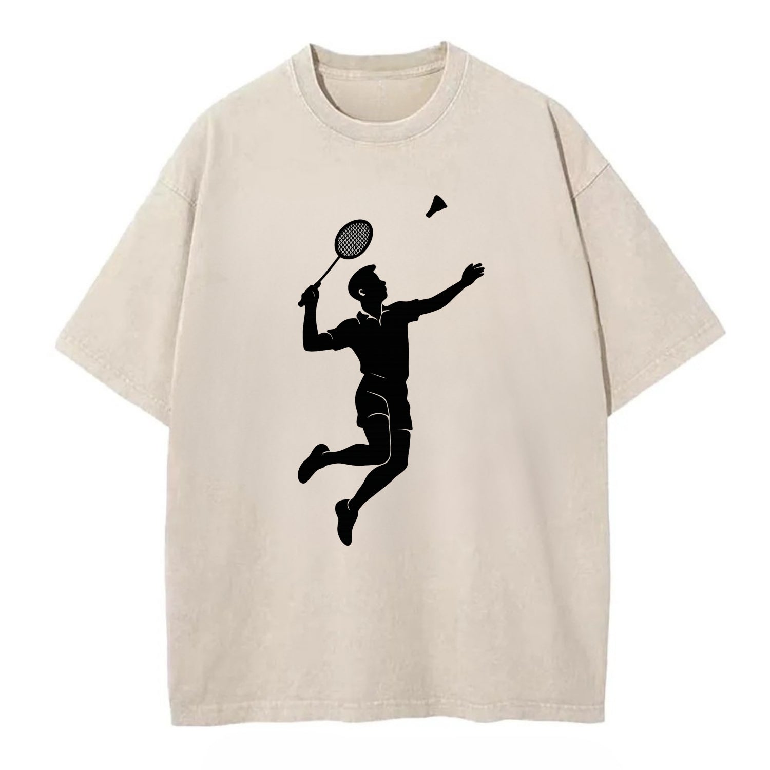 Badminton player jumping for a smash - Vintage T-shirt - Off White