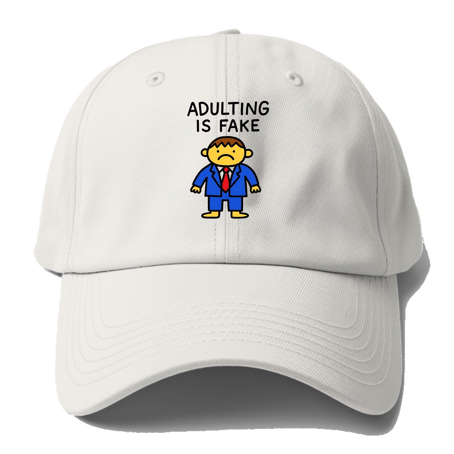 ADULTING IS FAKE | Child in suit pretending - Baseball Cap - Off White