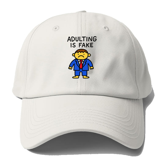 ADULTING IS FAKE | Child in suit pretending - Baseball Cap - Off White