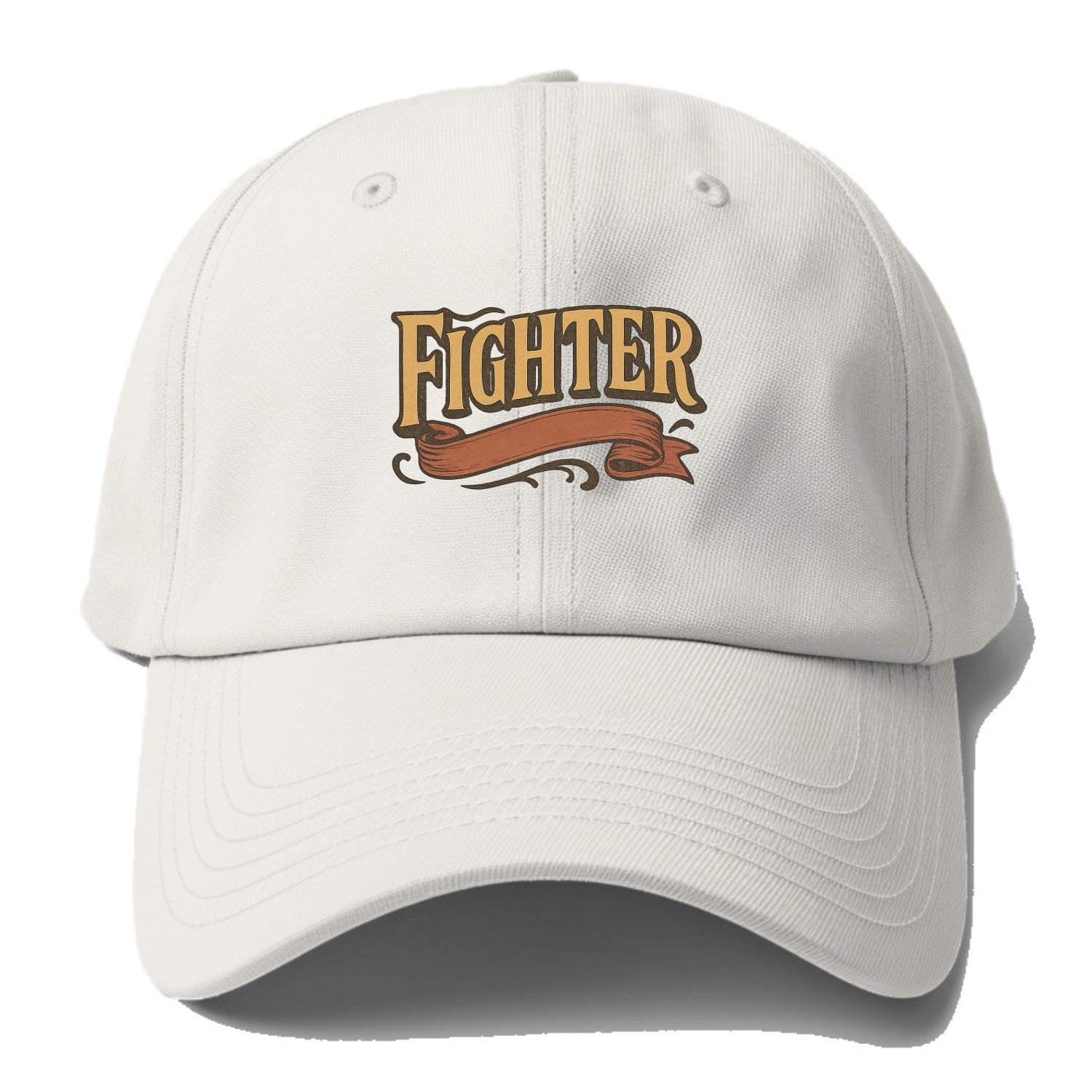 Bold typography design - "FIGHTER" - never giving up, battling on - Baseball Cap For Big Heads - Off White