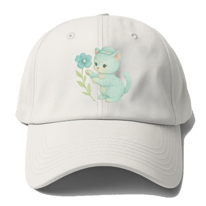 Aqua Kitten - Baseball Cap - Off White