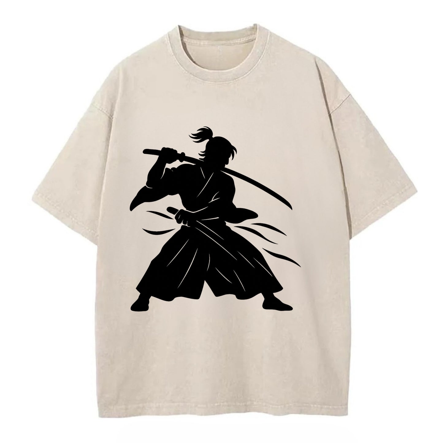 Japanese samurai sword draw - Vintage T-shirt - Off White