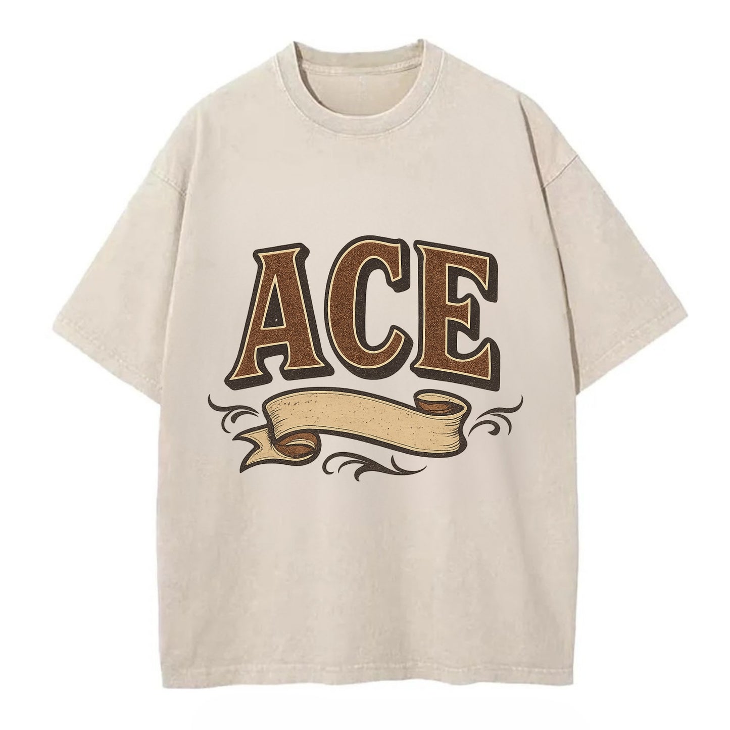 Bold typography design - "ACE" - expert, the best at something - Vintage T-shirt - Off White
