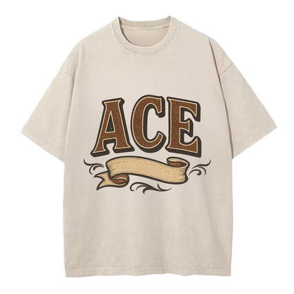Bold typography design - "ACE" - expert, the best at something - Vintage T-shirt - Off White