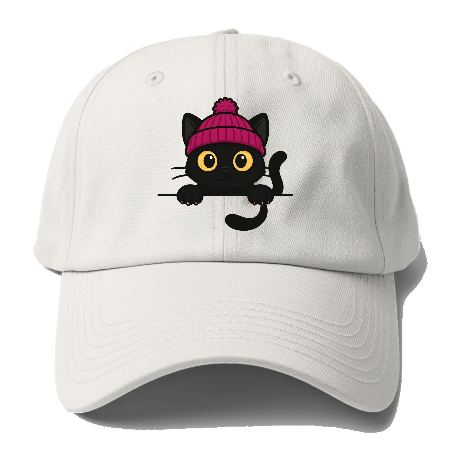 Midnight the black cat holding a tiny book labeled secrets against the - Baseball Cap For Big Heads - Off White