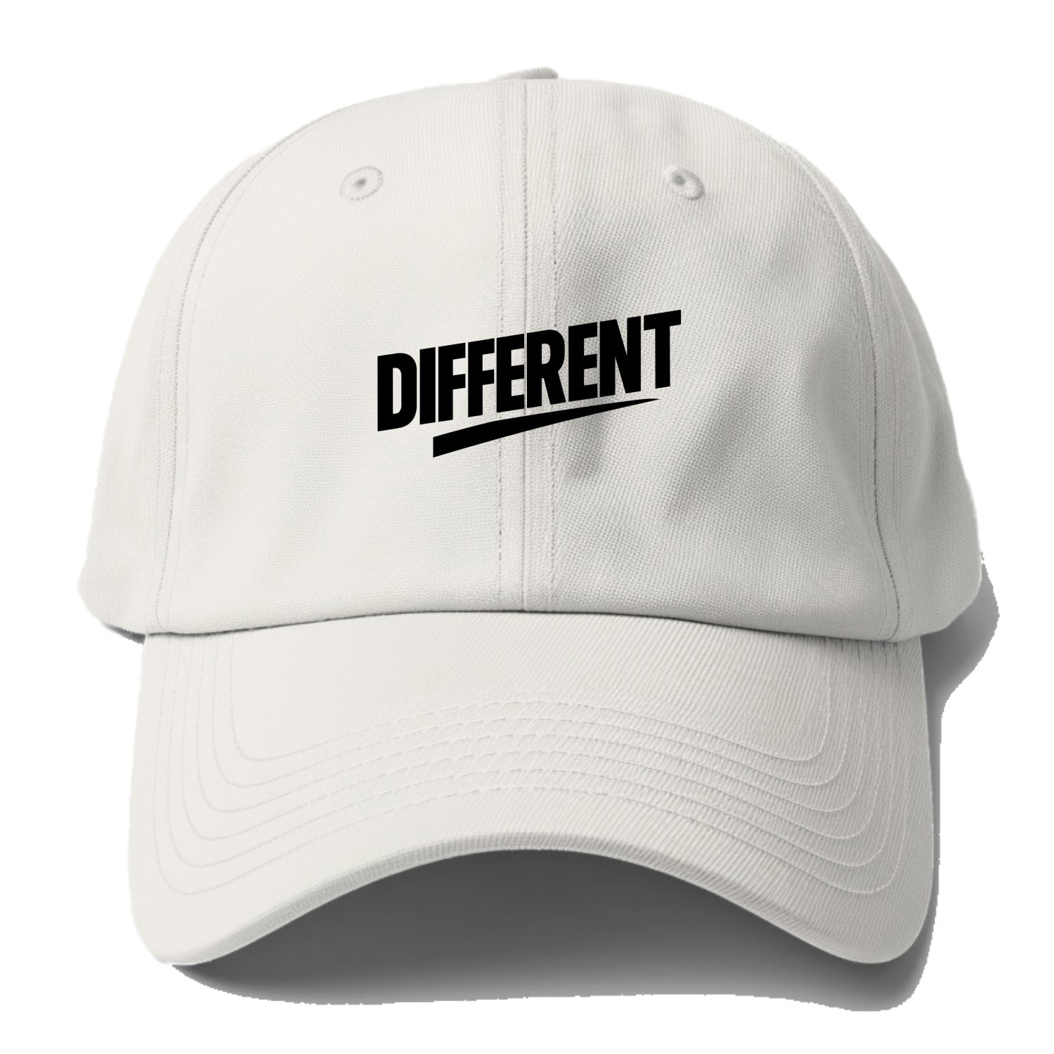 Bold typography design - "DIFFERENT" - standing out, not following - Baseball Cap For Big Heads - Off White