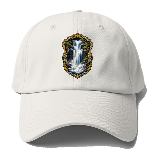 WATERFALL CASCADE - falling water with mist in blue and white , nature wonder - Baseball Cap - Off White