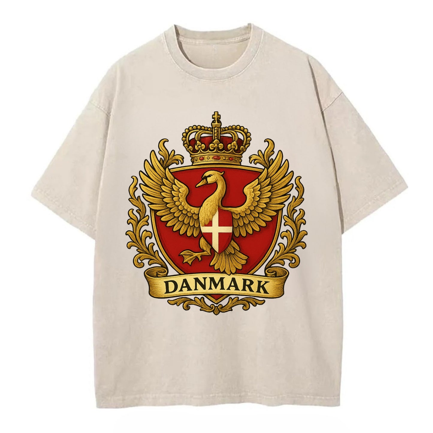 Denmark Heritage Badge  - Vintage T-shirt - Off White