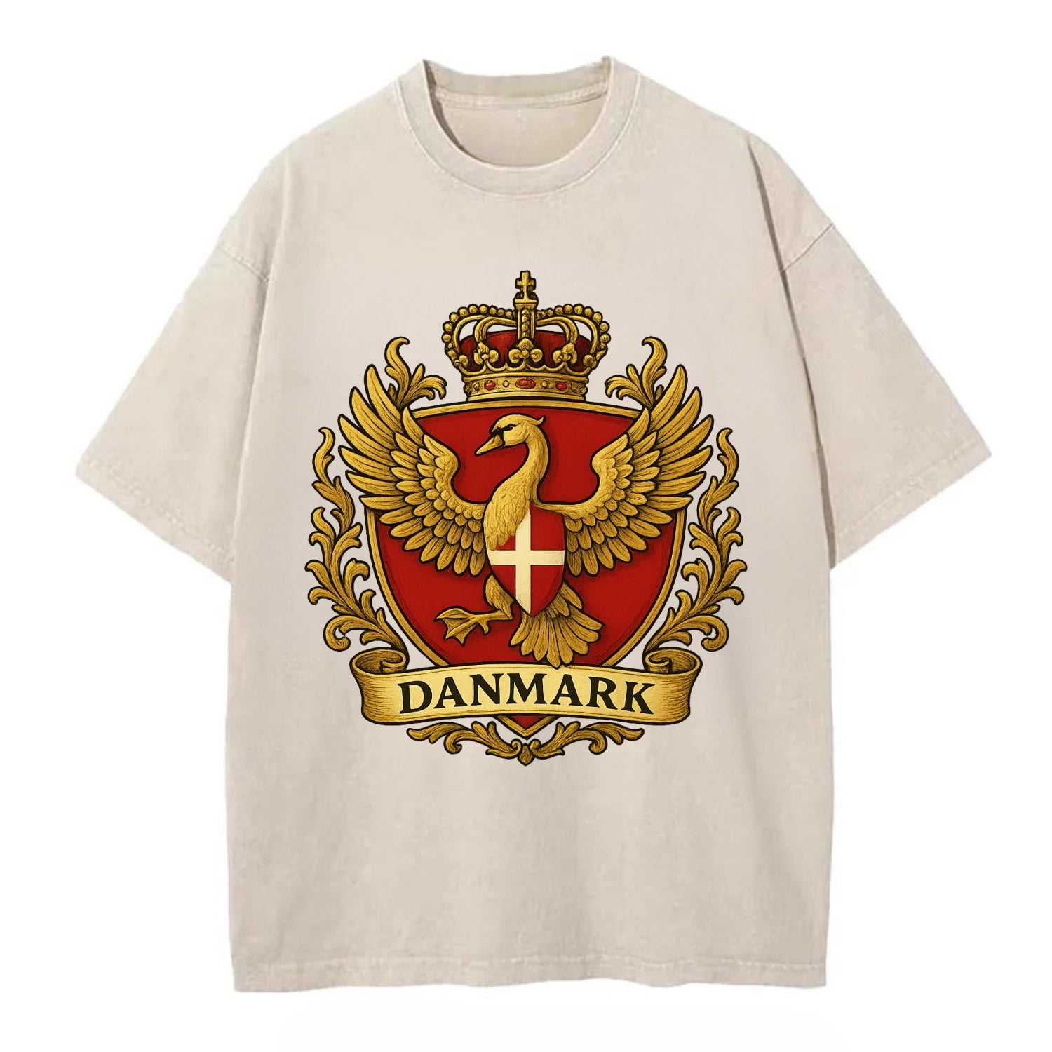 Denmark Heritage Badge  - Vintage T-shirt - Off White