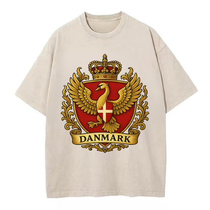Denmark Heritage Badge  - Vintage T-shirt - Off White
