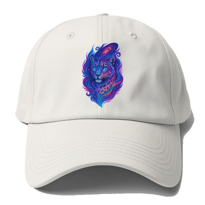 Majestic snow leopard with rainbow gradient spots, crystalline flowing patterns, - Baseball Cap - Off White