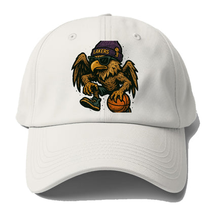 Los Angeles Golden Eagle wearing Lakers beanie with trophy patch and - Baseball Cap For Big Heads - Off White