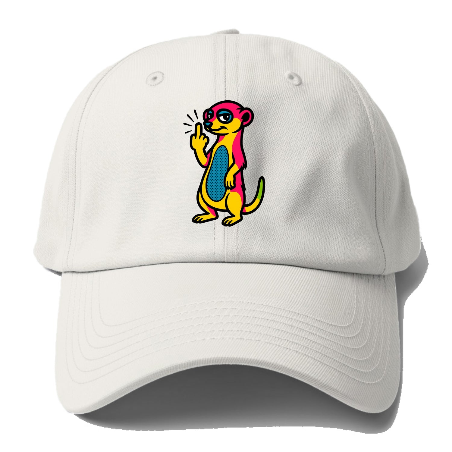 cute meerkat standing guard on hind legs, one front paw raised in sassy salute - Baseball Cap - Off White