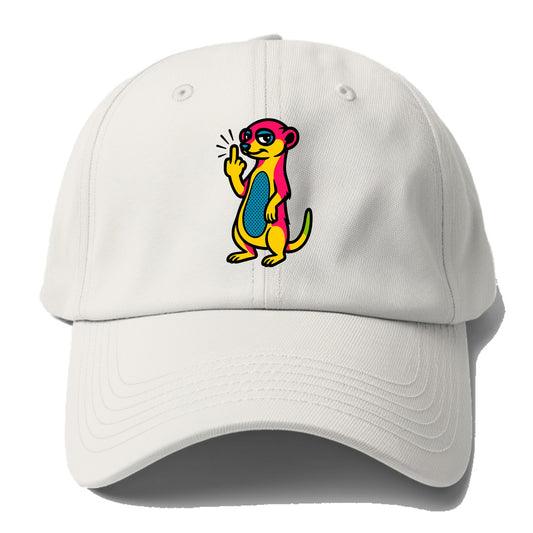 cute meerkat standing guard on hind legs, one front paw raised in sassy salute - Baseball Cap - Off White