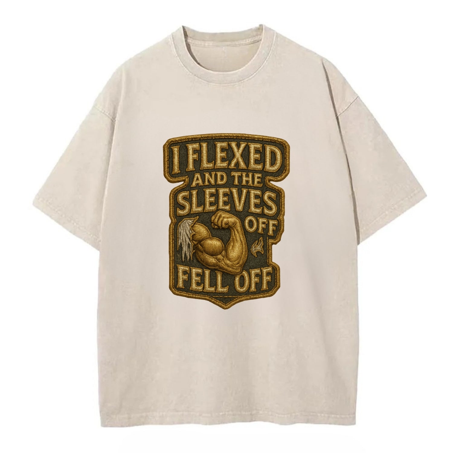 I Flexed and The Sleeves Fell Off  - Vintage T-shirt - Off White
