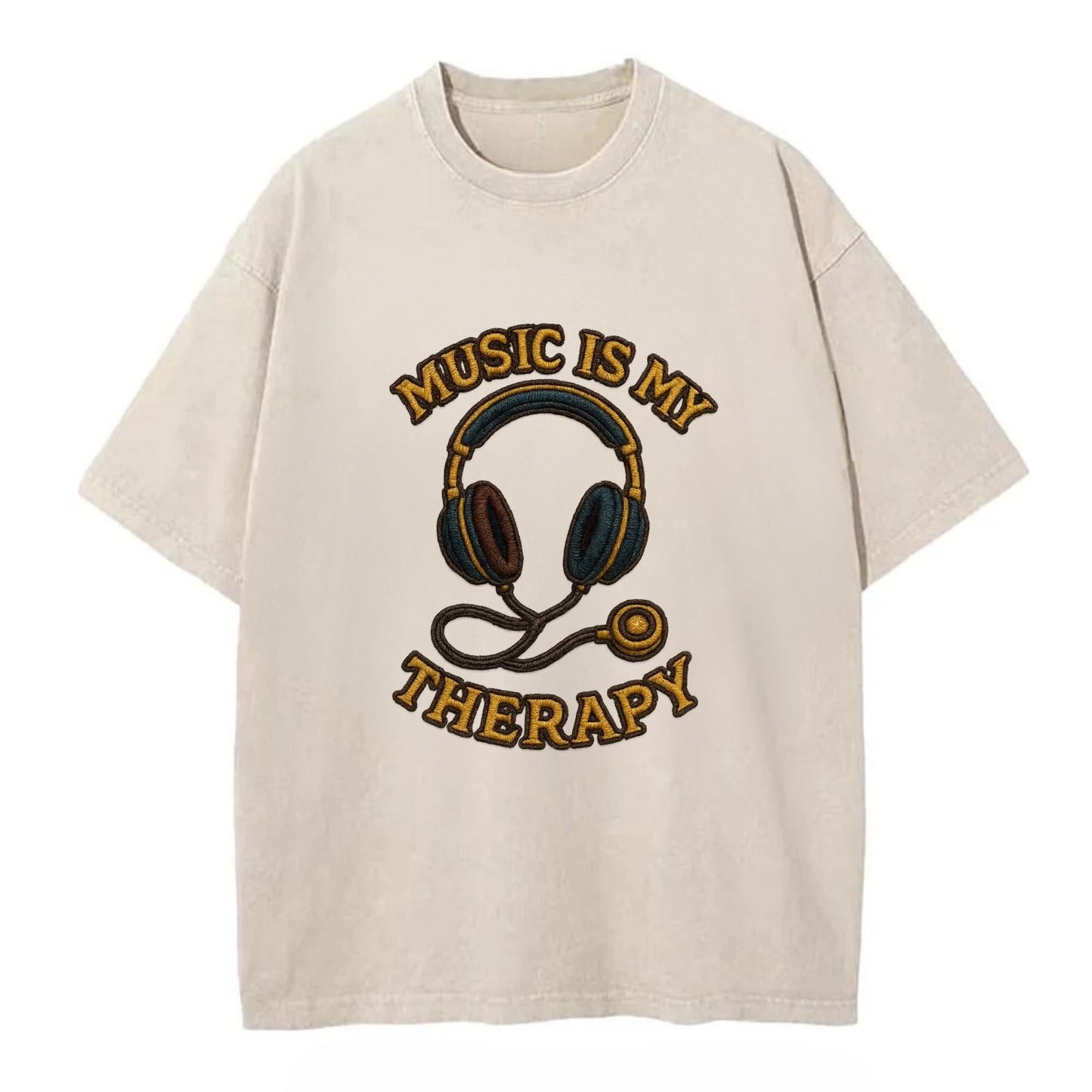 Music Is My Therapy  - Vintage T-shirt - Off White