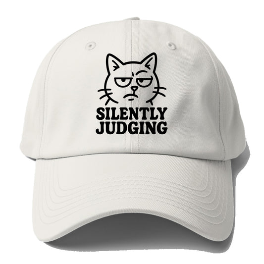 Sassy Side-Eye Cat - Baseball Cap For Big Heads - Off White