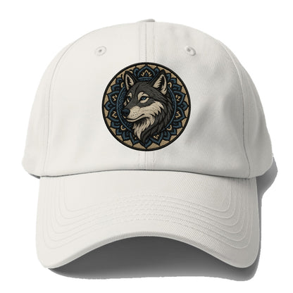 Mandala Wolf Pattern  - Baseball Cap - Off White