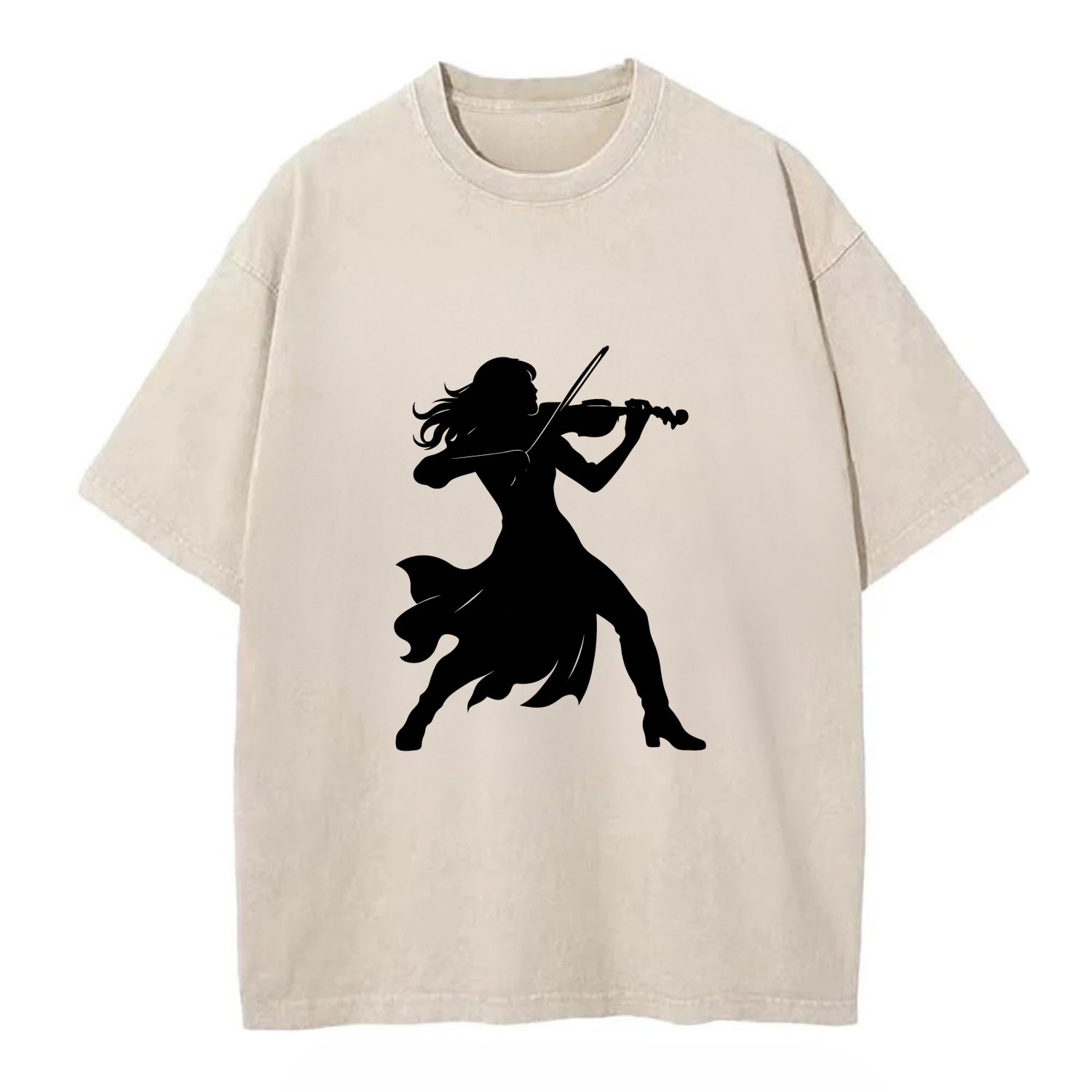 Violinist performing dramatic pose - Vintage T-shirt - Off White