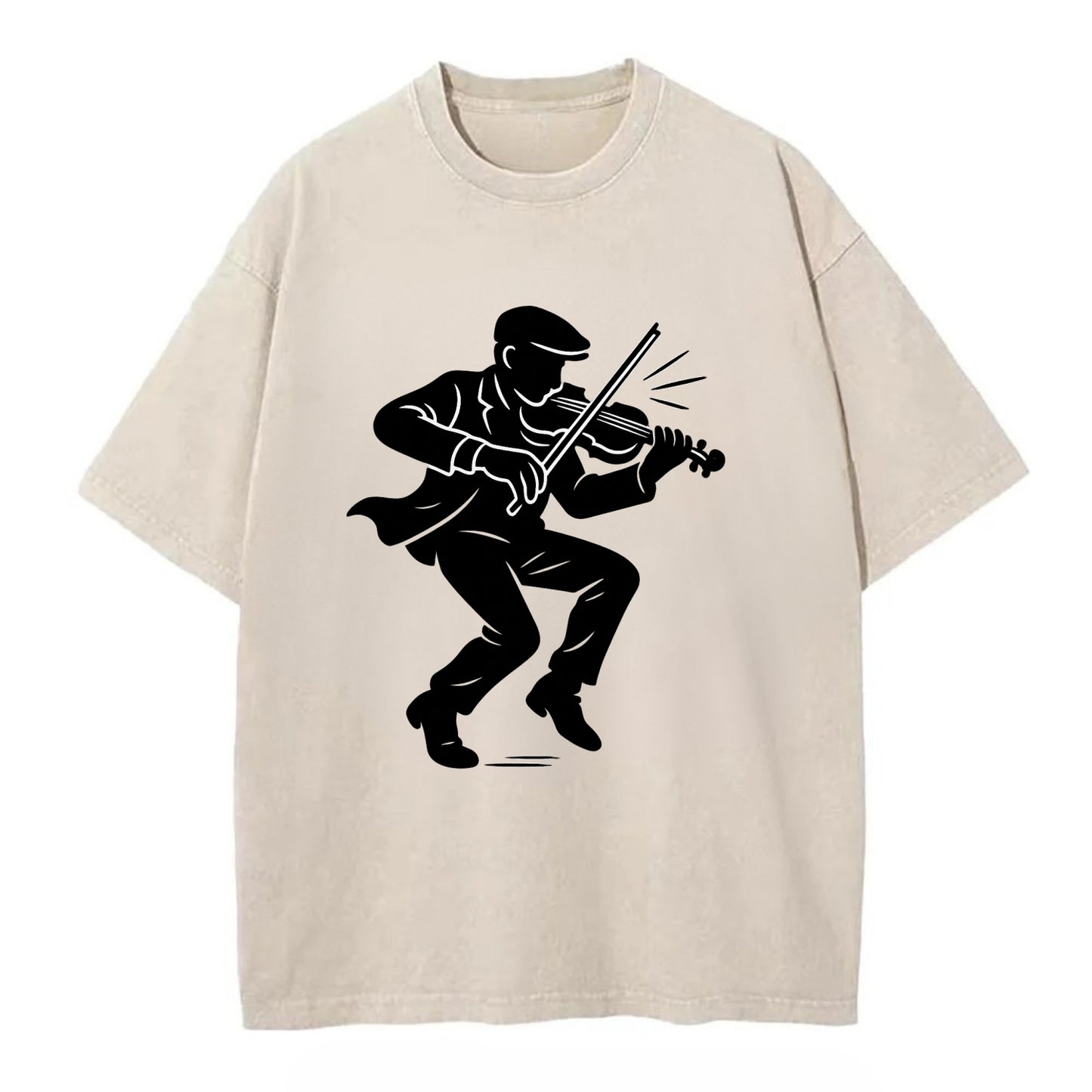 Irish folk musician traditional jig - Vintage T-shirt - Off White