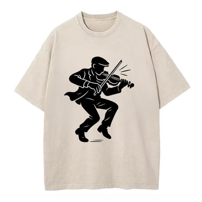 Irish folk musician traditional jig - Vintage T-shirt - Off White