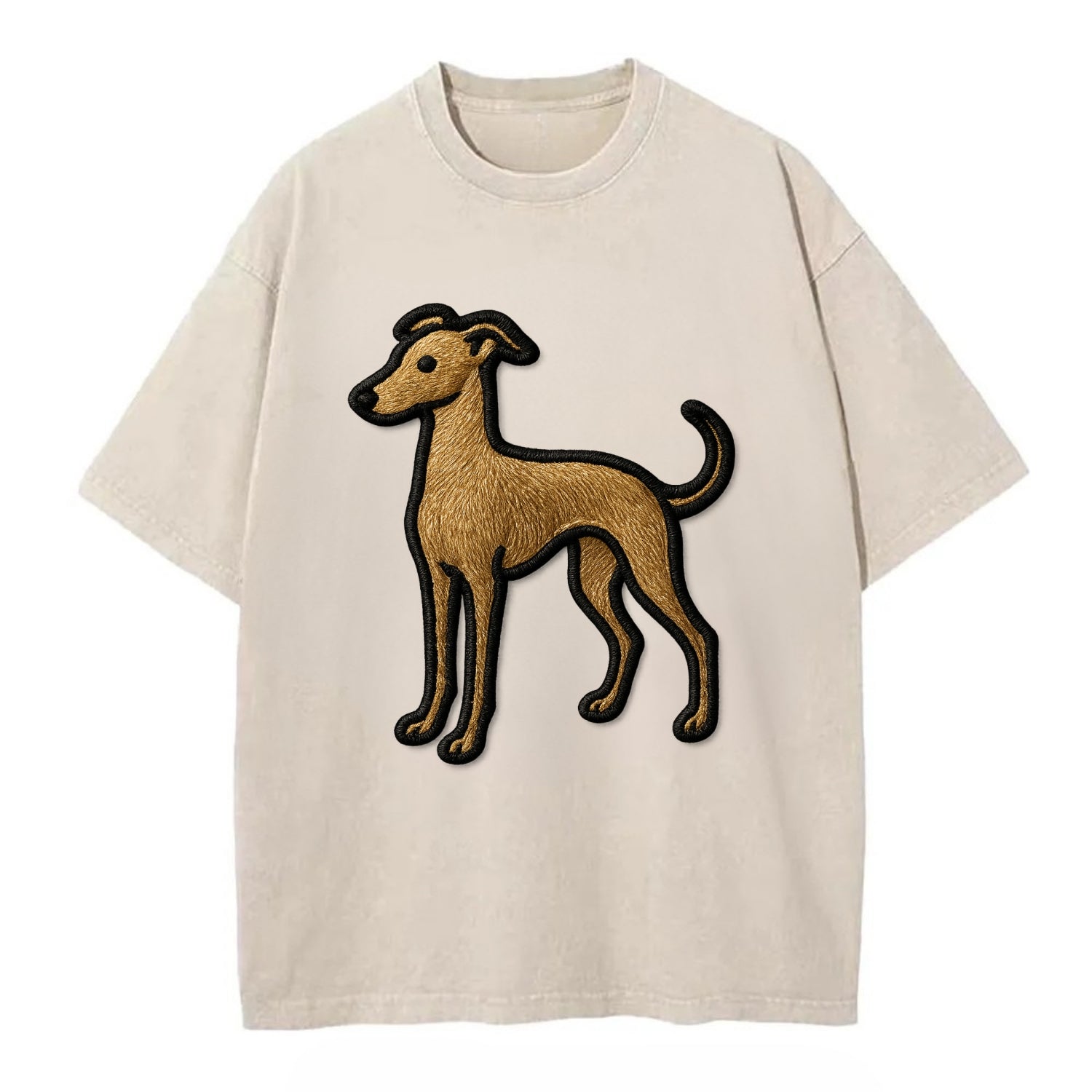 Italian Greyhound - Modern elegant silho - Vintage T-shirt - Off White