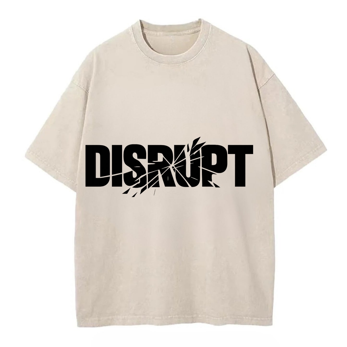 Bold typography design - "DISRUPT" - breaking patterns, changing game - Vintage T-shirt - Off White