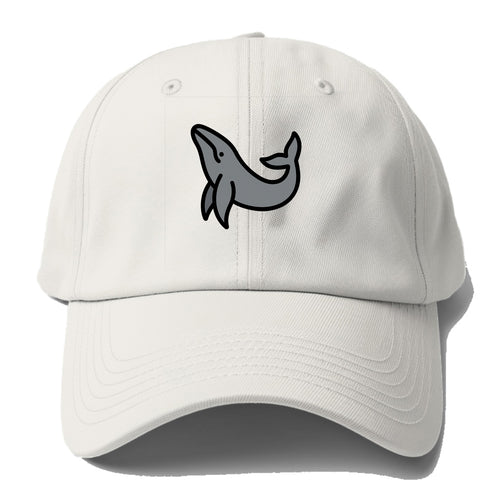 Humpback Whale - Gray breaching pose flat side profile - Baseball Cap