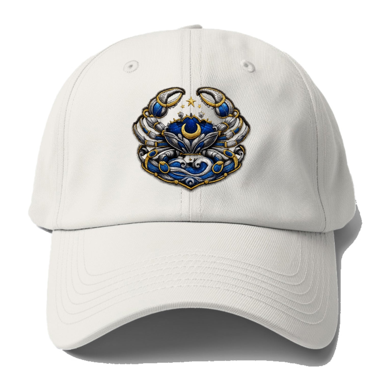 CANCER CRAB - protective crab in silver and blue , water sign - Baseball Cap - Off White