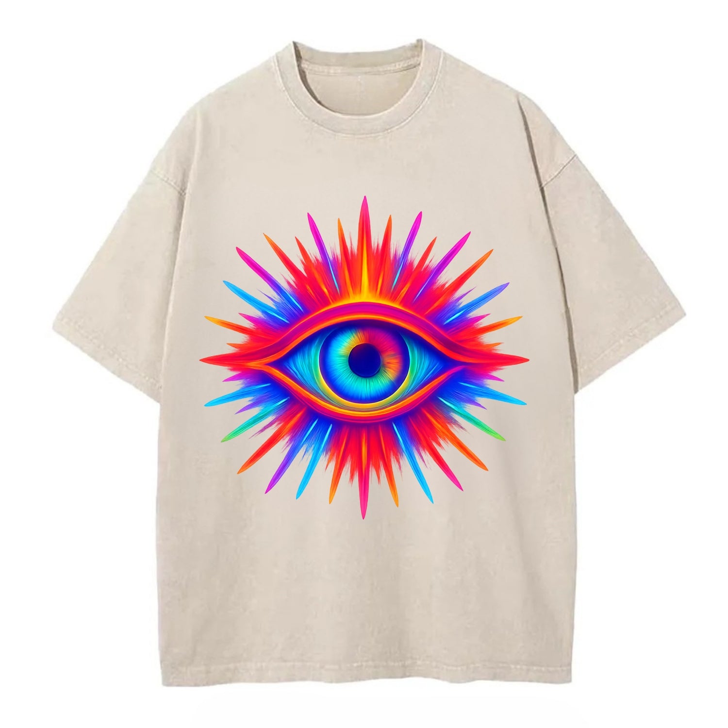 Rainbow Third Eye - Prismatic eye radiat Vintage T-shirt - Off White