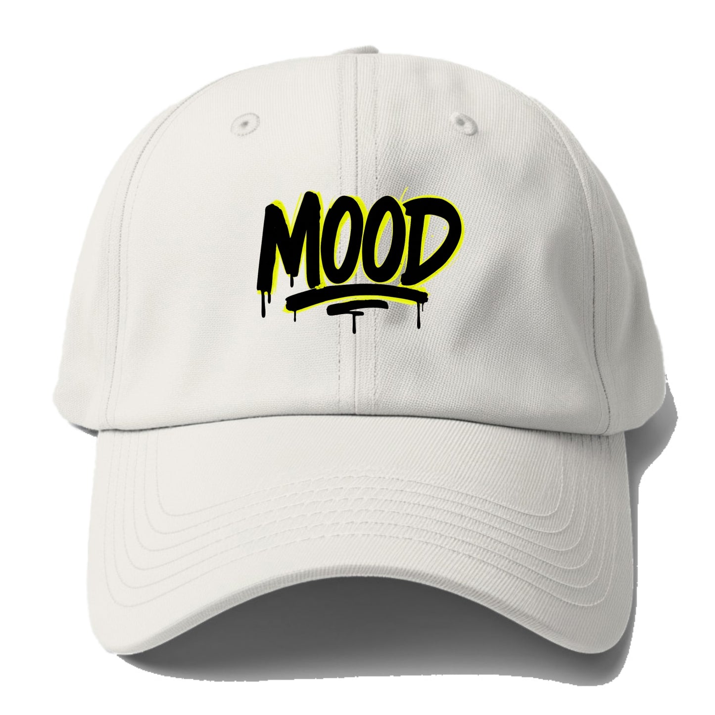 Bold typography design - "MOOD" - current state, feeling it - Baseball Cap - Off White