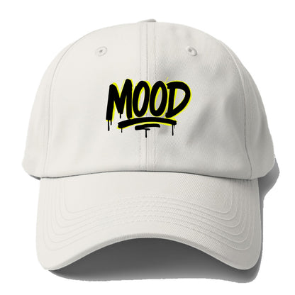 Bold typography design - "MOOD" - current state, feeling it - Baseball Cap - Off White
