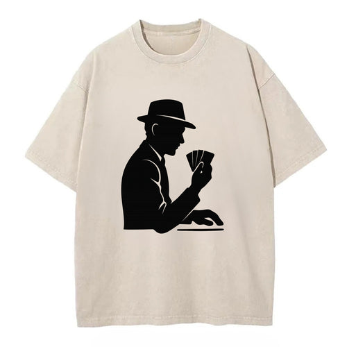 Poker player with cards close - Vintage T-shirt