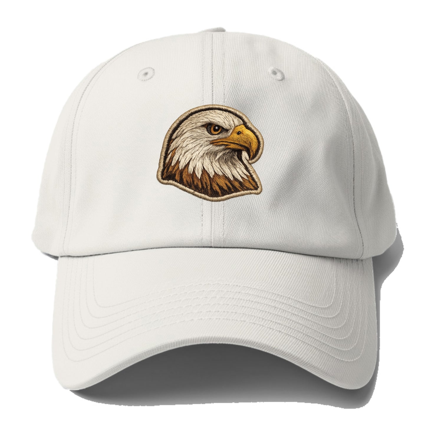 EAGLE HEAD PROFILE - majestic bald eagle in brown, white and gold , American pride - Baseball Cap - Off White