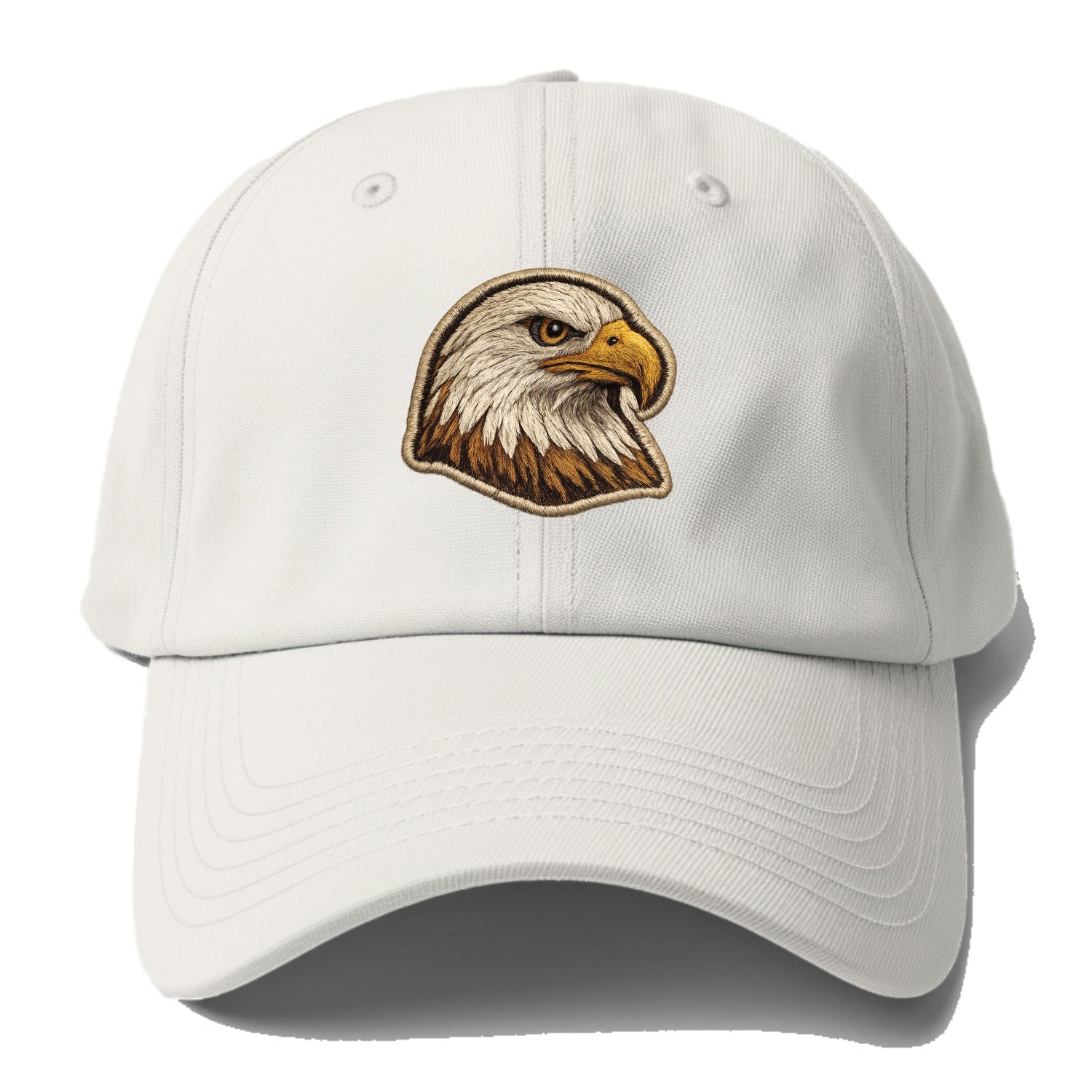 EAGLE HEAD PROFILE - majestic bald eagle in brown, white and gold , American pride - Baseball Cap - Off White