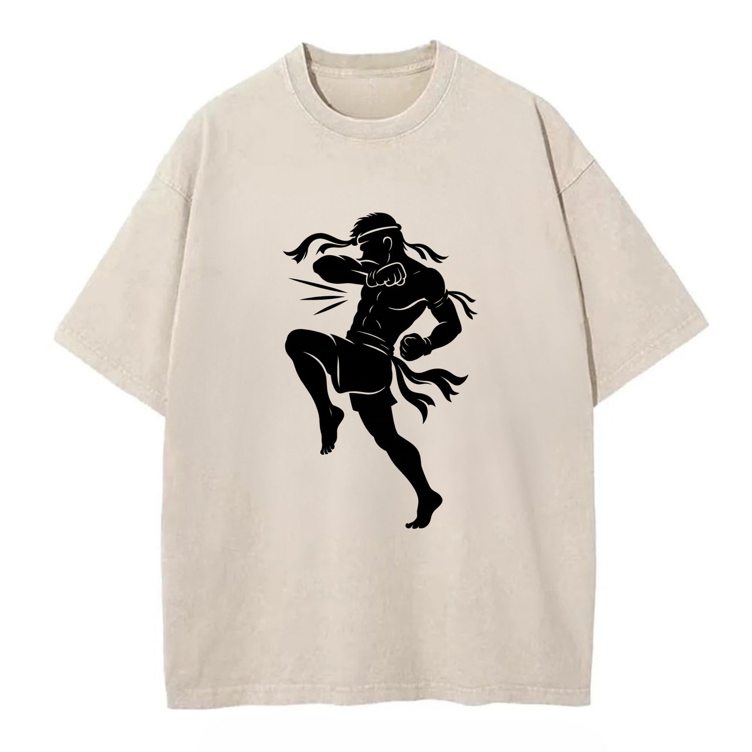 Thai Muay Thai fighter elbow strike - Vintage T-shirt - Off White