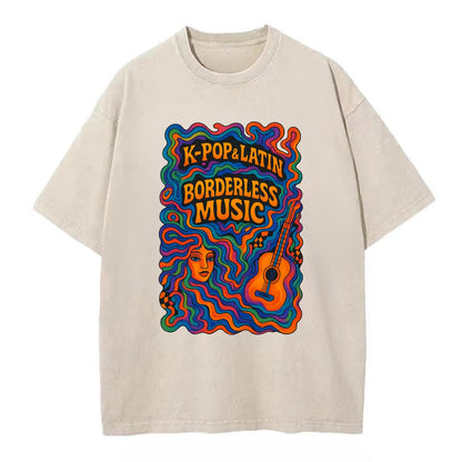 K-Pop and Latin fusion explosion - "Borderless Music" - cross-cultural sounds - Vintage T-shirt - Off White