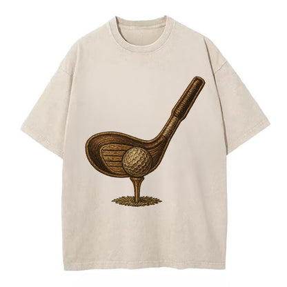 Golf Club and Ball  - Vintage T-shirt - Off White