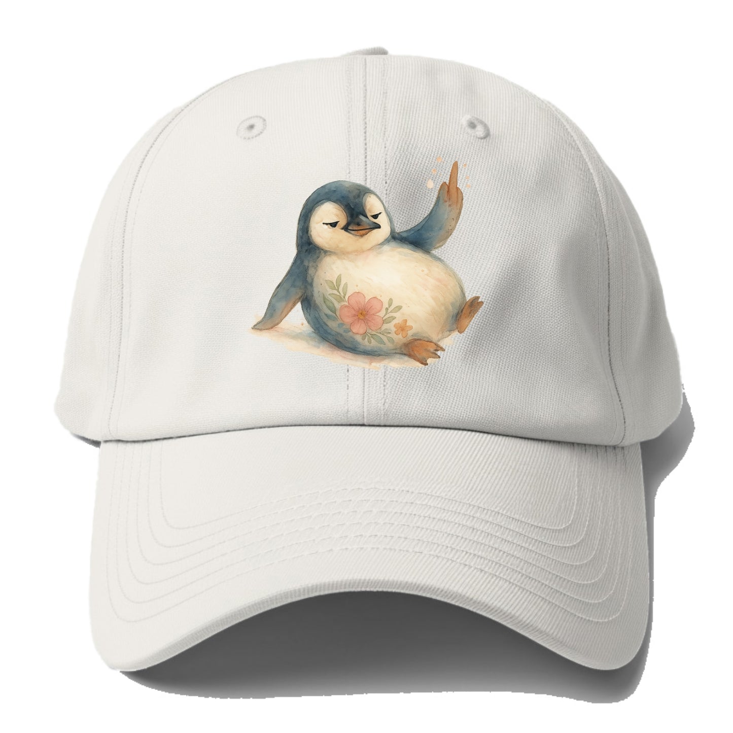 chubby penguin sliding on belly, one flipper up giving attitude - Baseball Cap - Off White