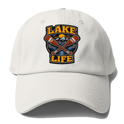CANOE PADDLE - wooden paddle crossed in brown and cream , lake life - Baseball Cap - Off White