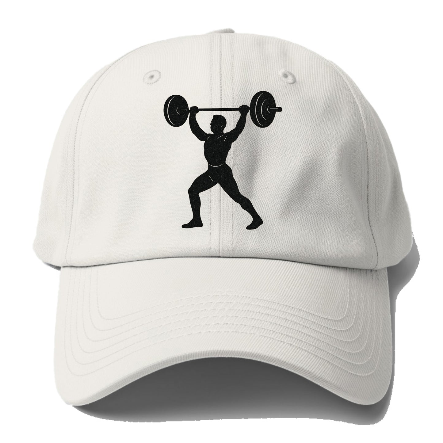 Weightlifter lifting barbell overhead - Baseball Cap - Off White